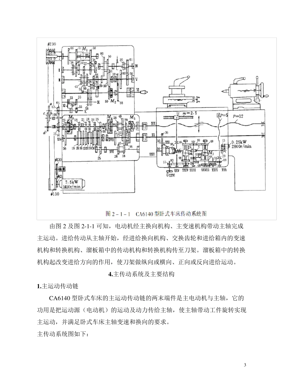 CA6140普通车床传动系统分析与结构组成分析_第3页