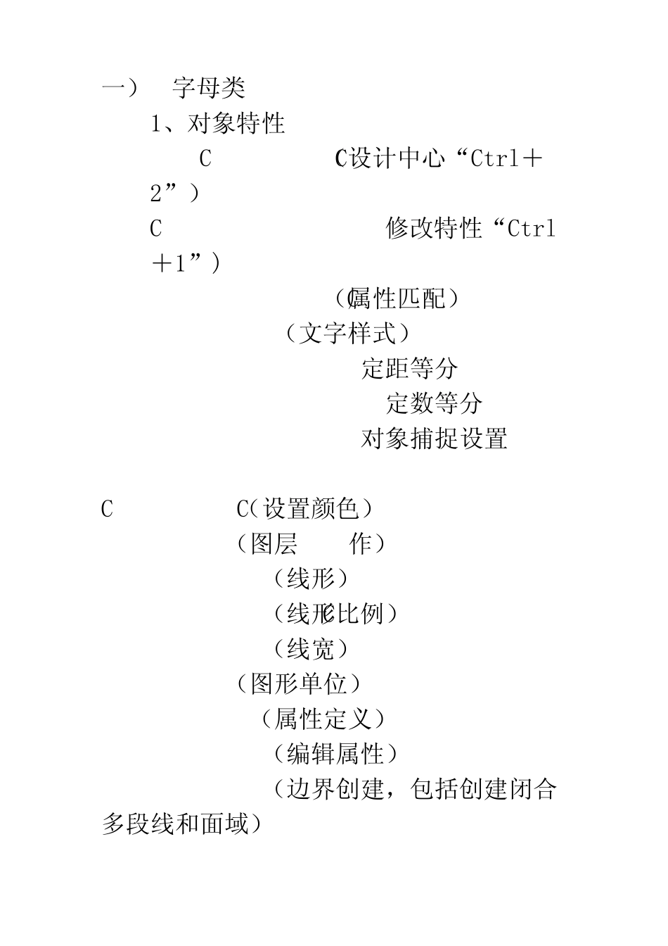 CAD,湘源控规等快捷键_第1页