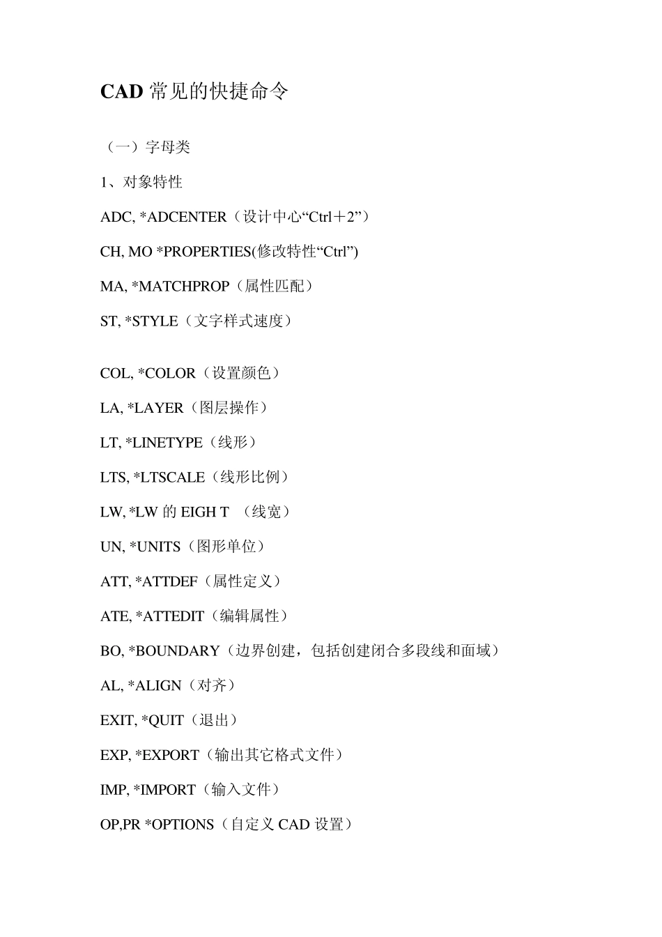 CAD2007常见的快捷命令_第1页