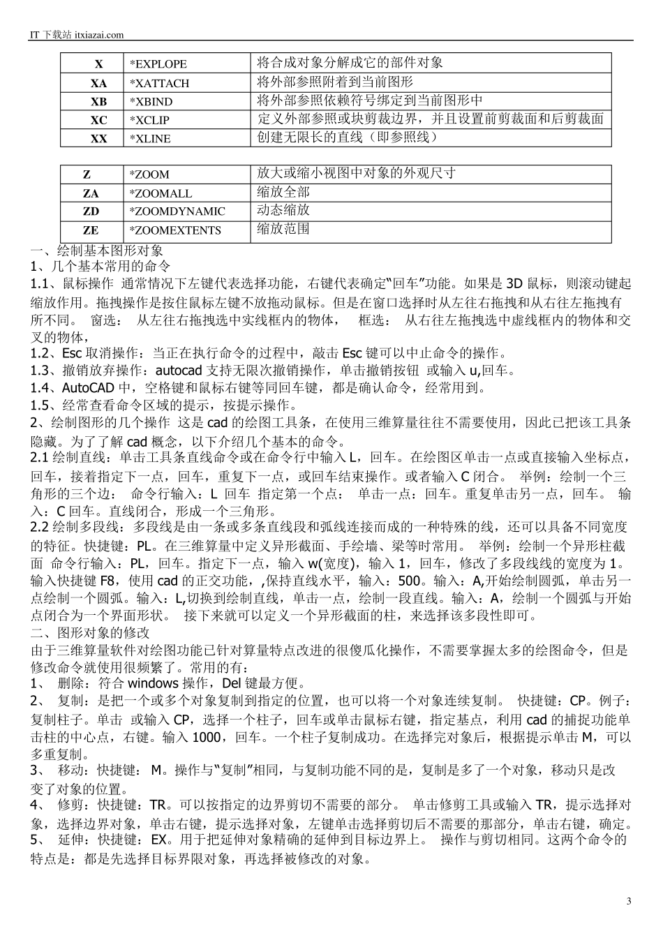 CAD2010快捷键大全(左手键+快捷键)_第3页