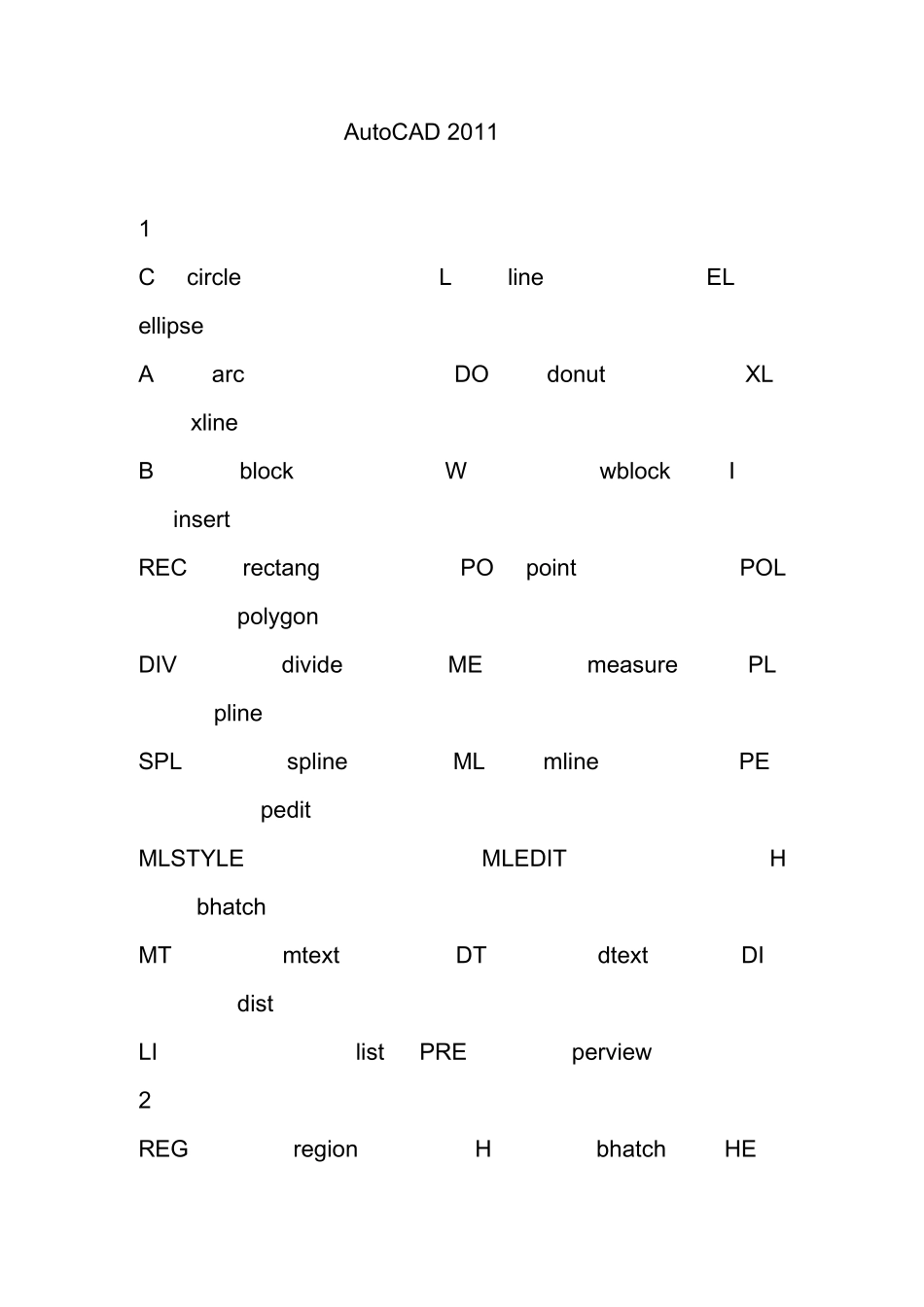 CAD2011快捷键大全_第1页