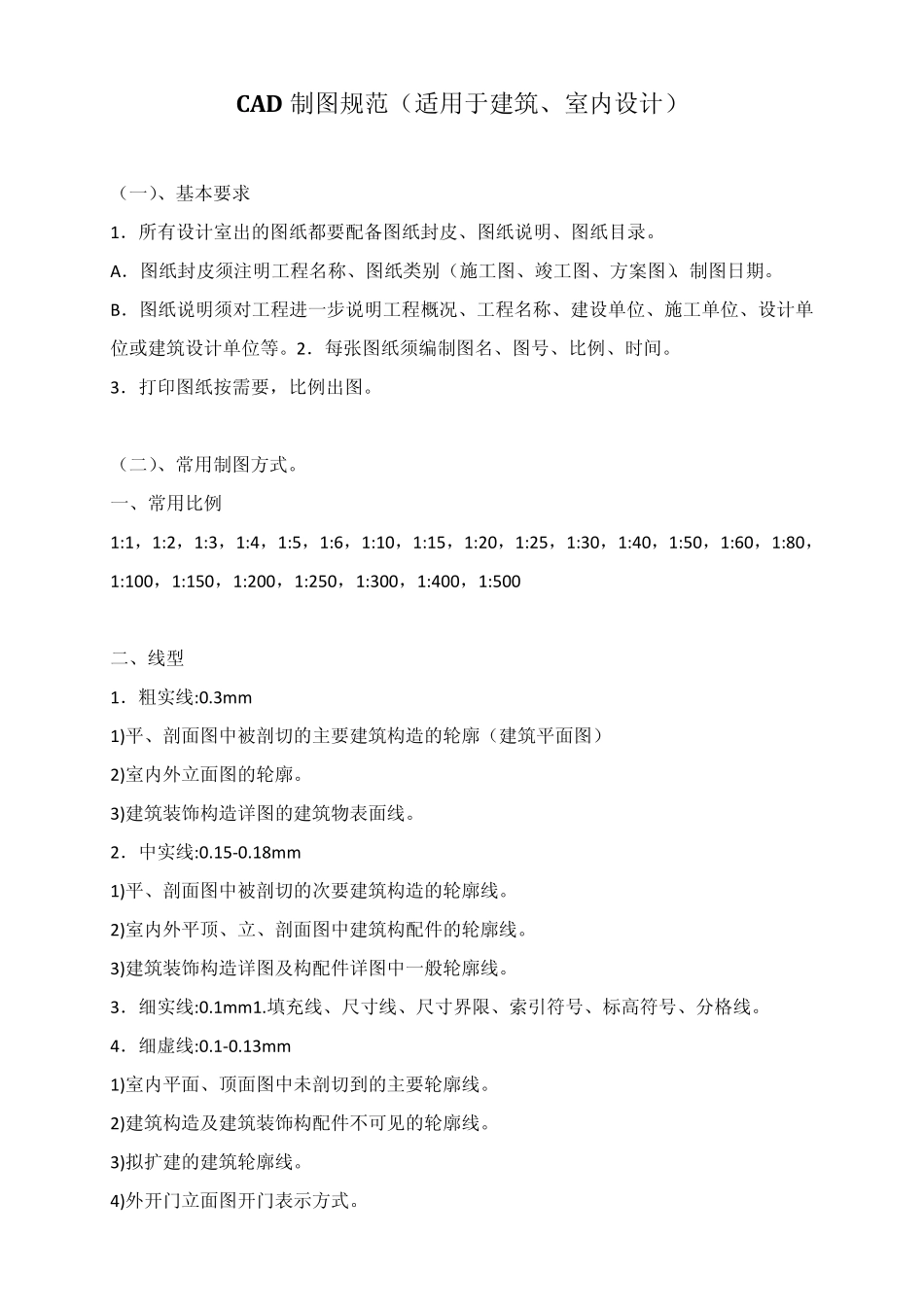 CAD制图规范适用于建筑、室内设计_第1页