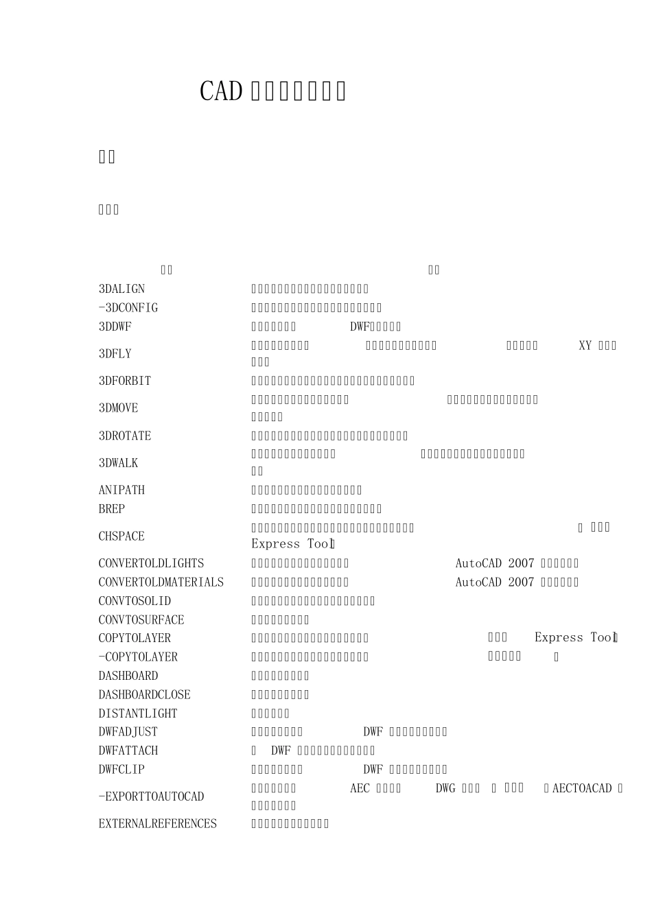 CAD命令和系统变量_第1页