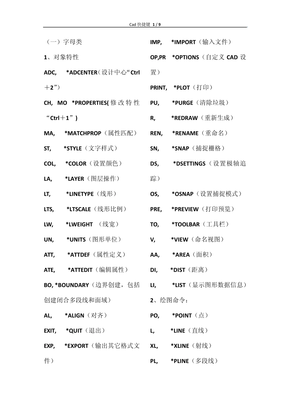 CAD快捷键整理_第1页