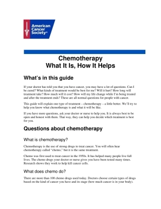 cancerorg上的化疗介绍