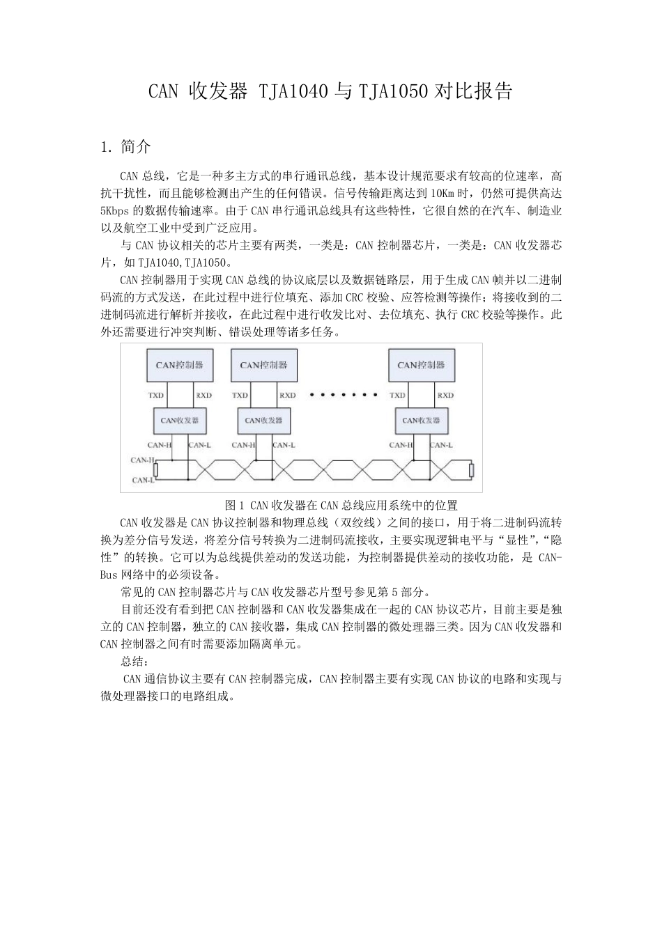 CAN收发器—TJA1040与TJA1050对比报告_第1页