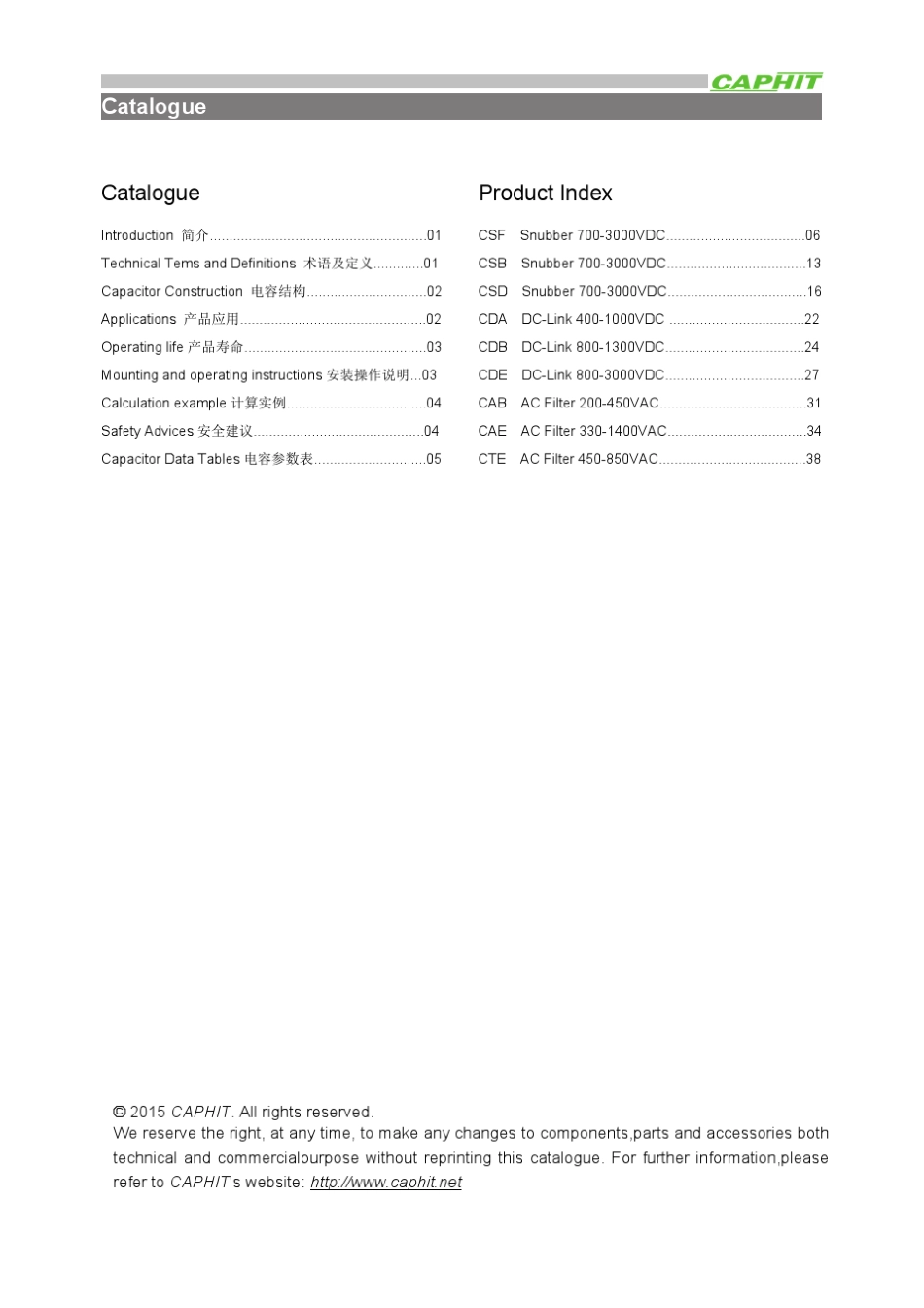CAPHIT薄膜电容选型手册_第2页