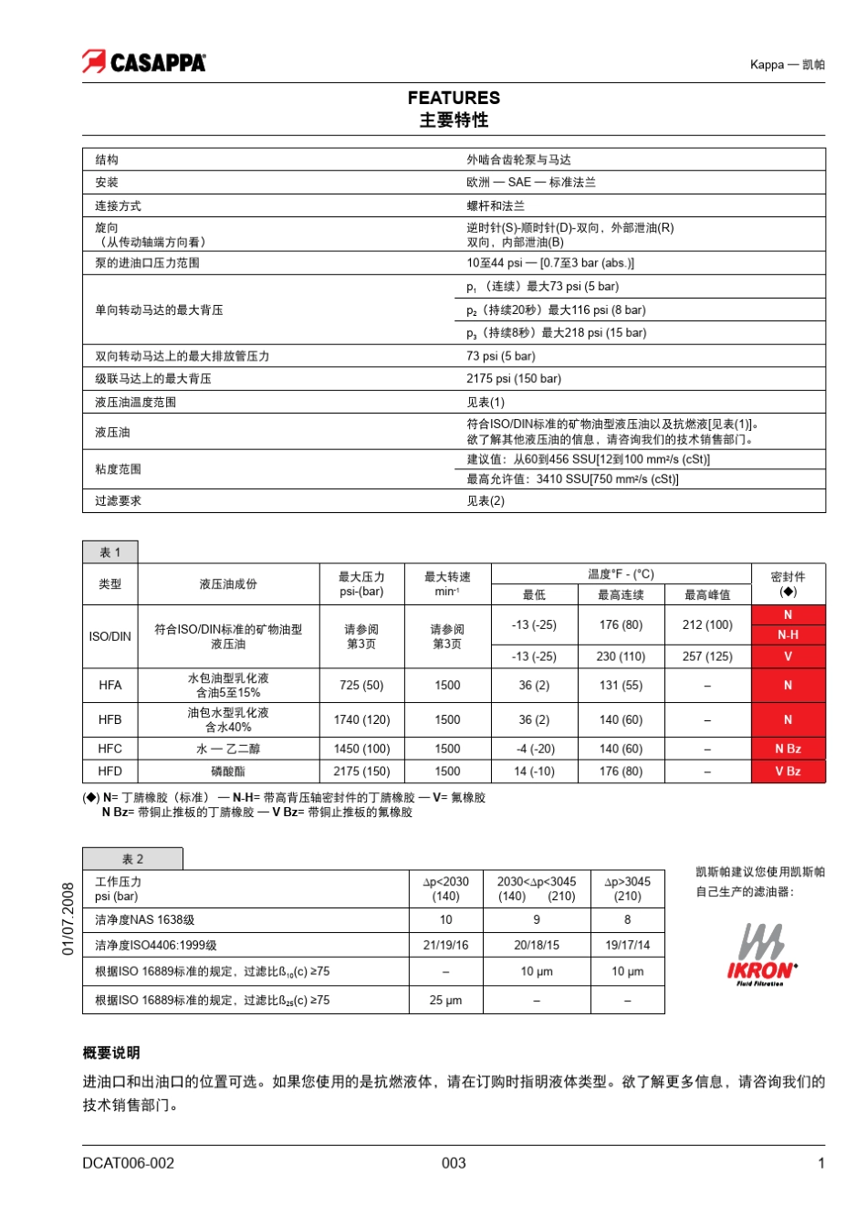 Casappa(凯斯帕)铸铁泵及马达(新紧凑型)KP30中文_第3页
