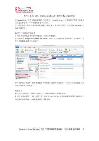 CAT工具SDLTradosStudio2014的审校功能介绍