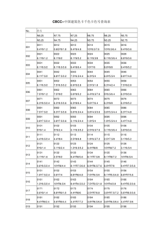 CBCC中国建筑色卡千色卡色号查询表