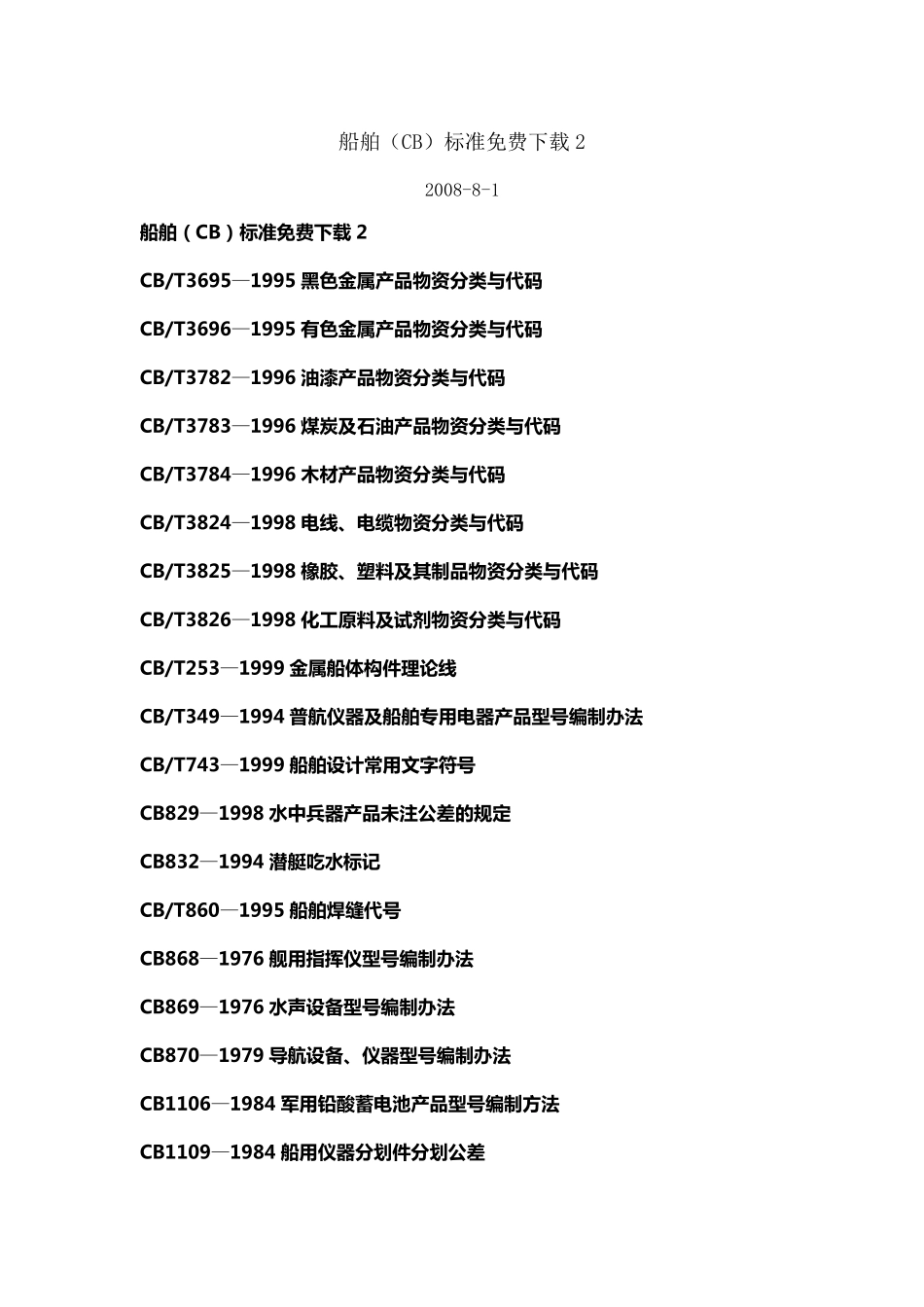 CB船舶标准目录_第1页