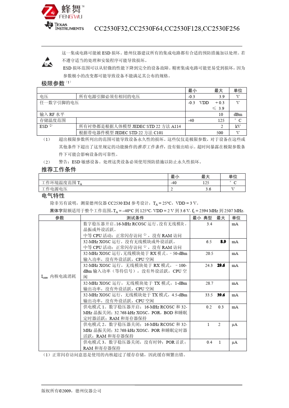 CC2530简要中文数据手册_第3页