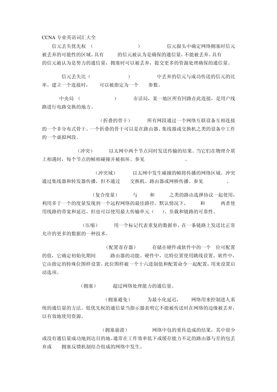 CCNA专业英语词汇大全_第1页