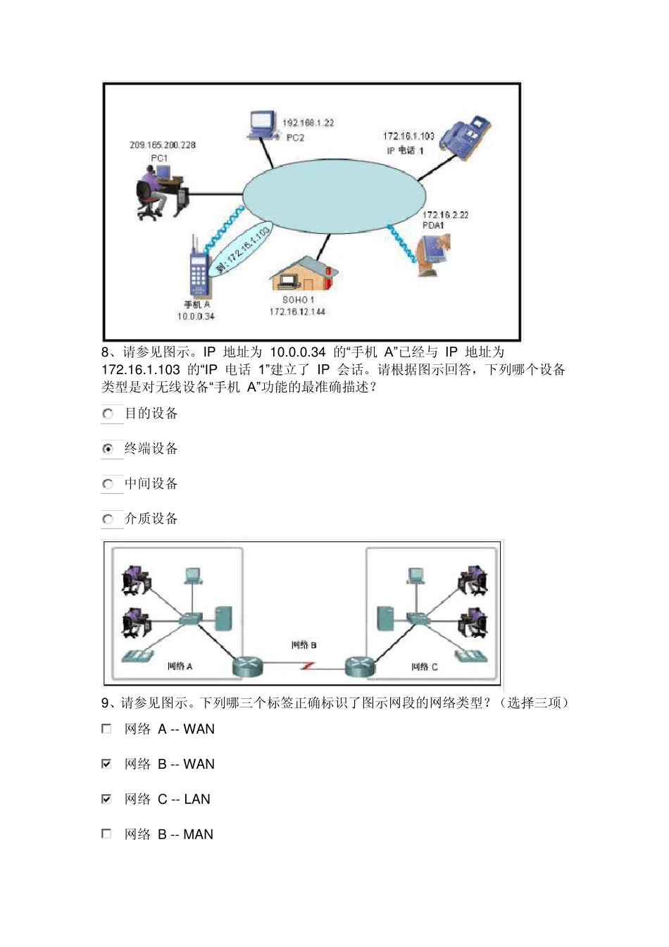CCNA思科网络章节考试题及答案《网络通信》_第3页