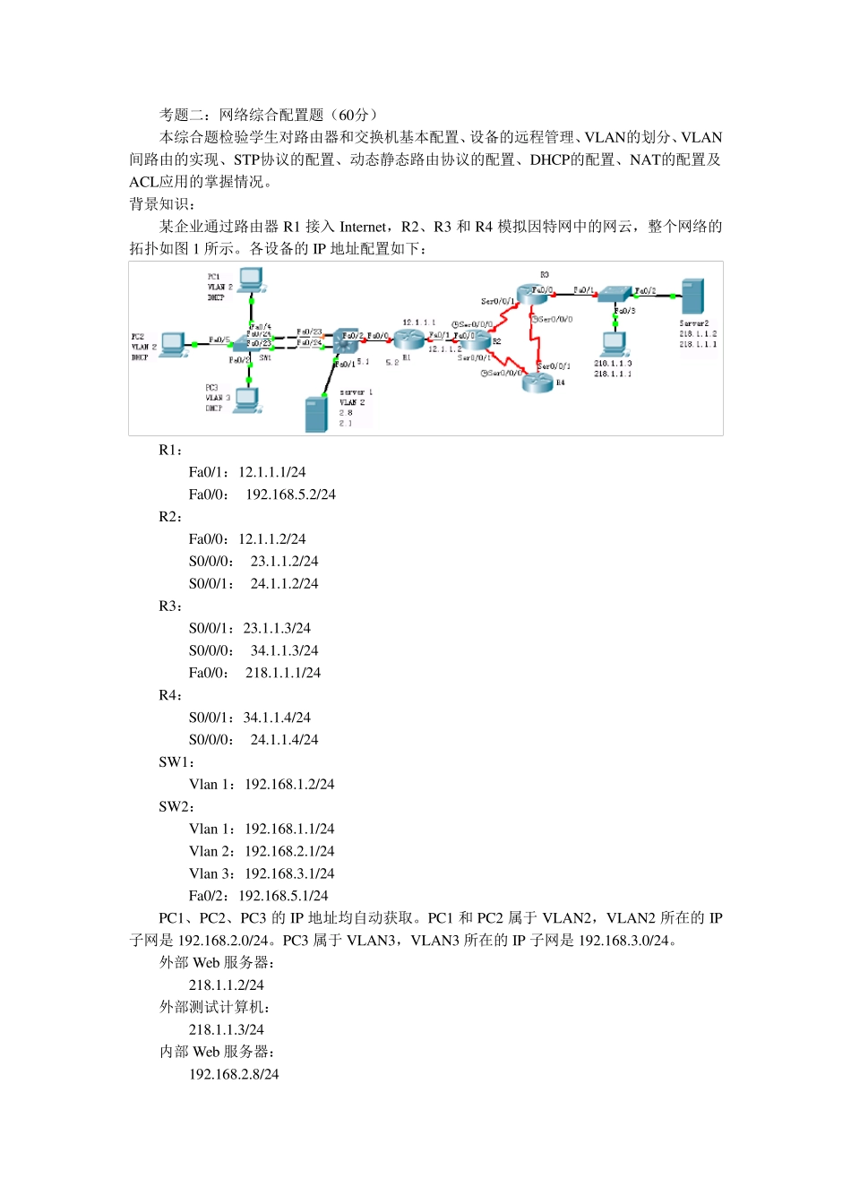 CCNA综合知识点实验练习(包括详细答案)_第1页