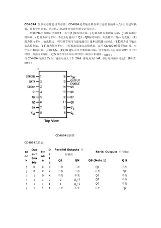 CD4094位移位存储总线寄存器