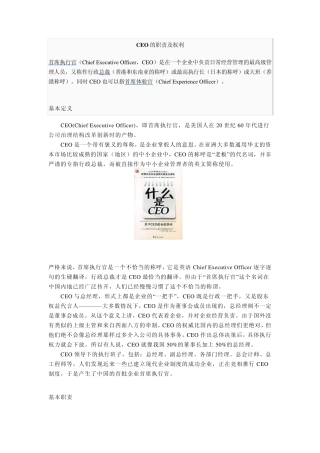 CEO职位及权利