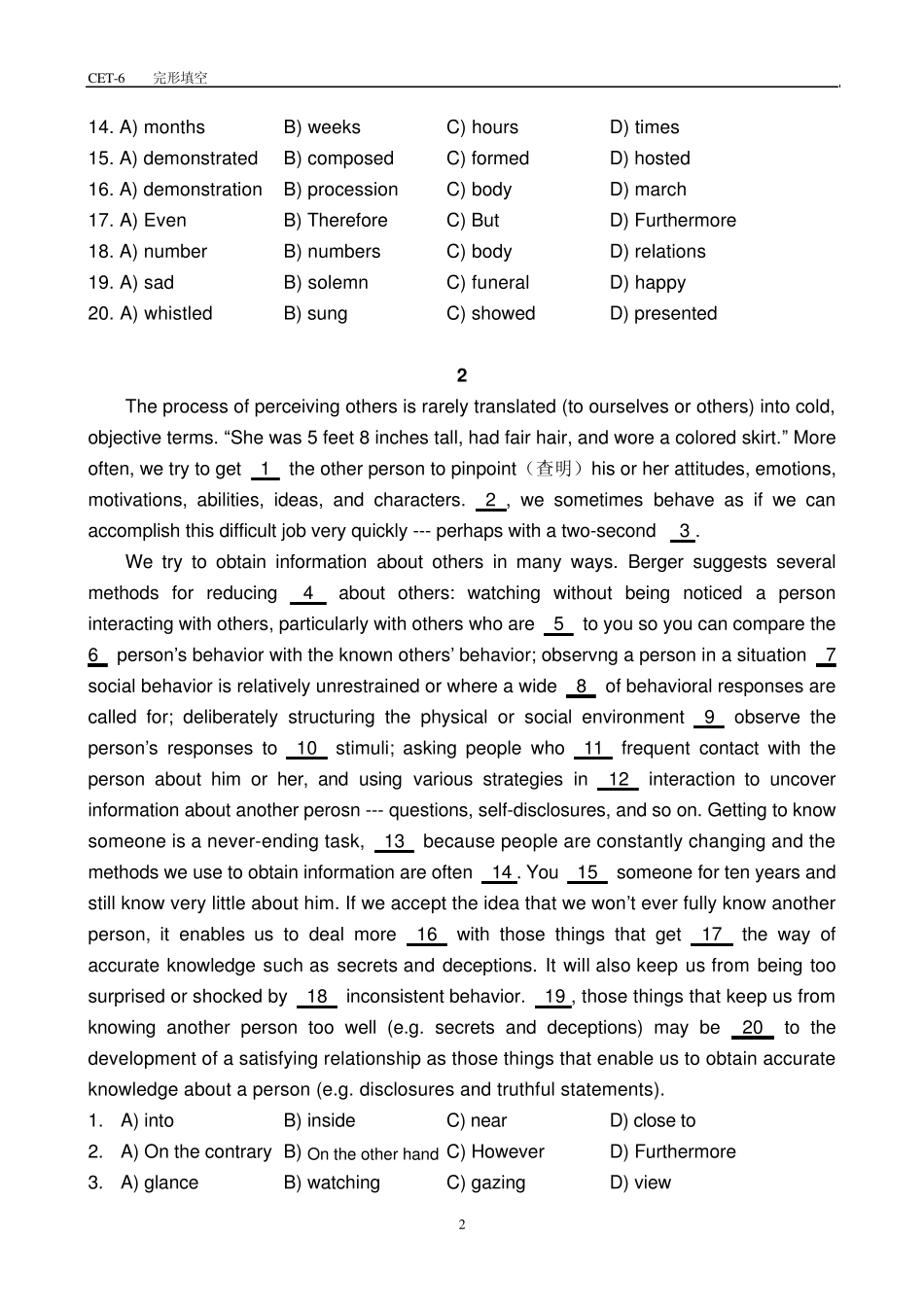 CET6完型填空专项练习_第2页