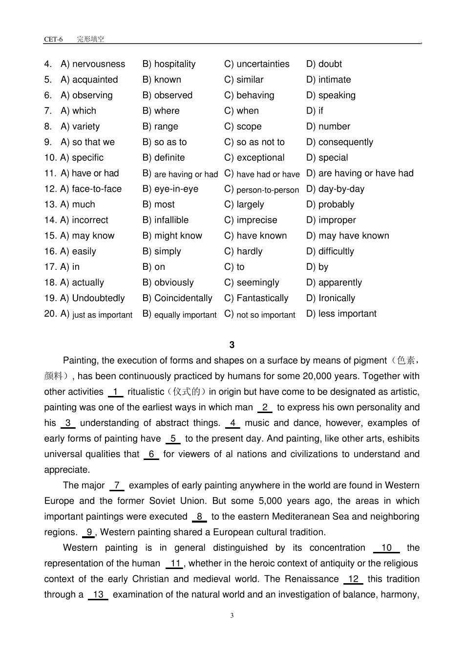 CET6完型填空专项练习_第3页