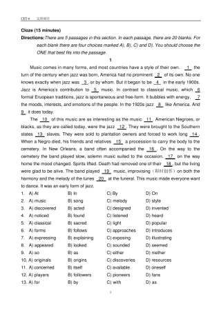 CET6完型填空专项练习
