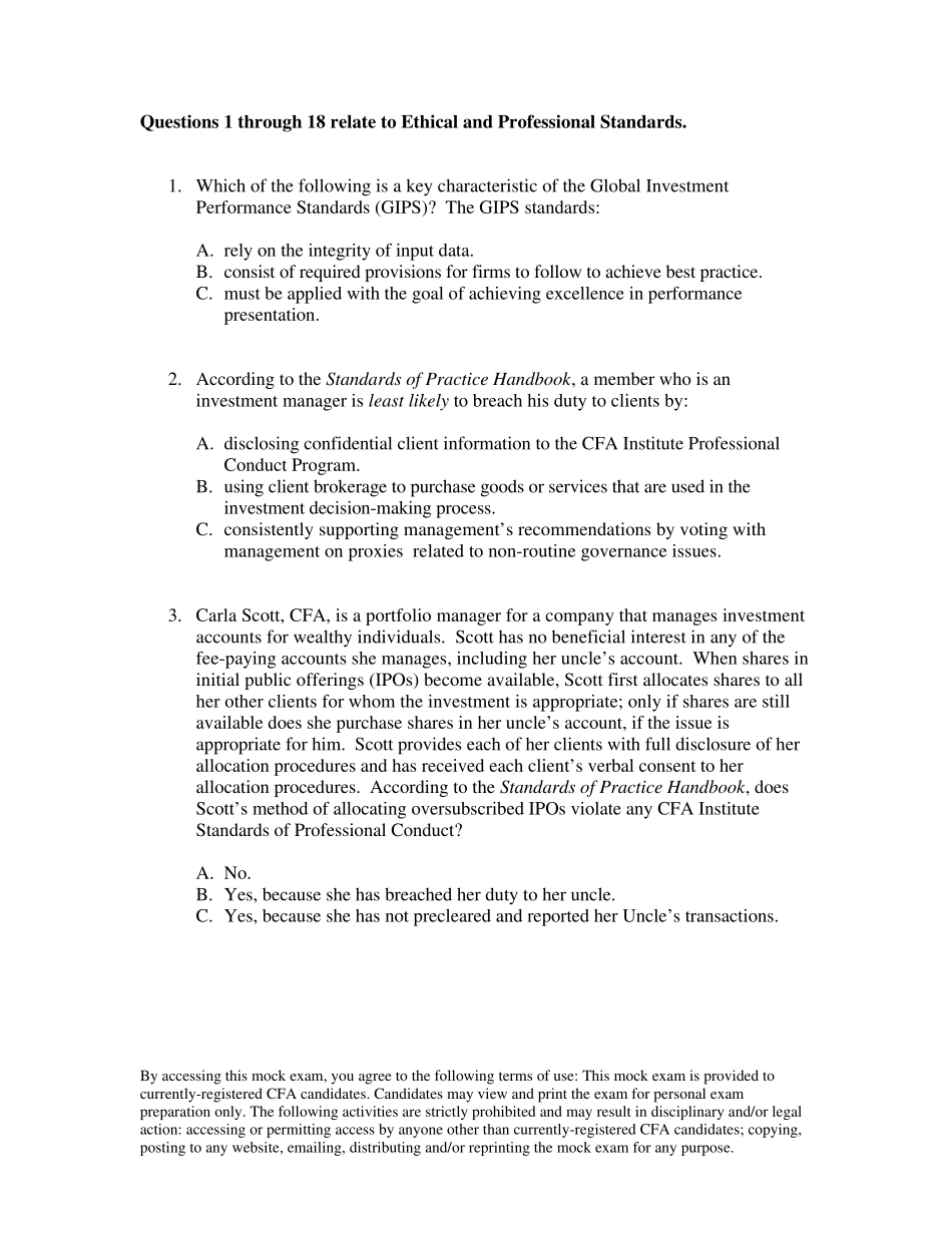 CFA一级十套题和答案_第2页