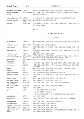 CFA金融词汇翻译及解释金融英语词汇(含解释)