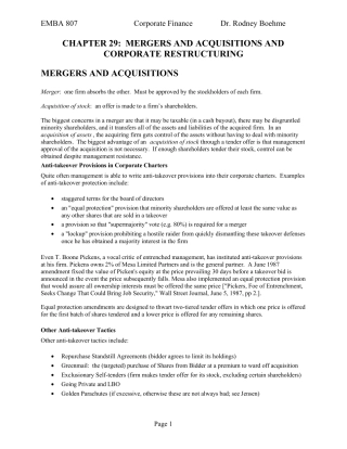 CHAPTER29MERGERSANDACQUISITIONSANDCORPORATERESTRUCTURING