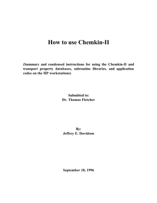 CHEMKINII学生用户手册