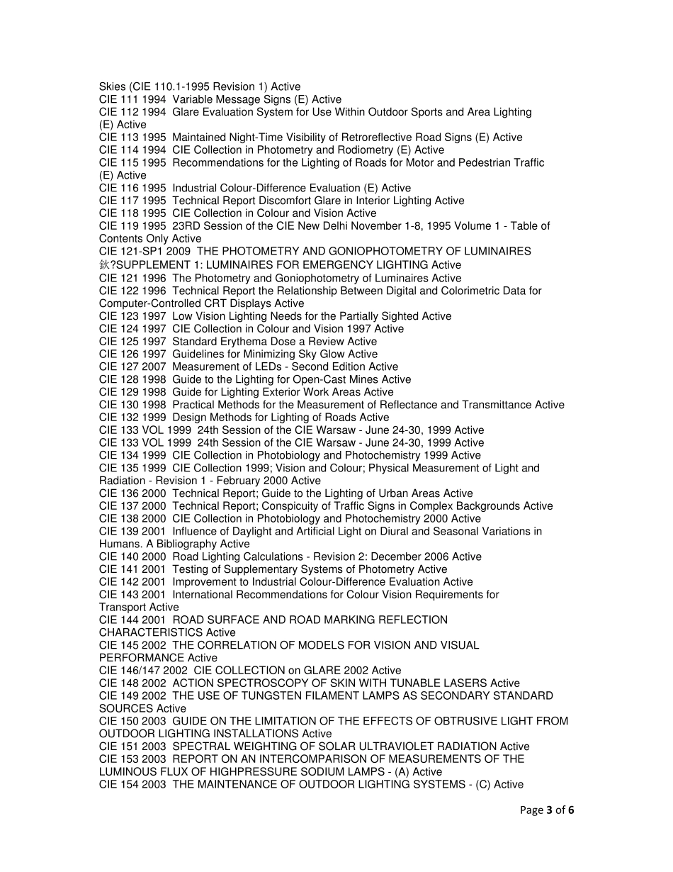 CIE标准美国照明协会最新目录_第3页