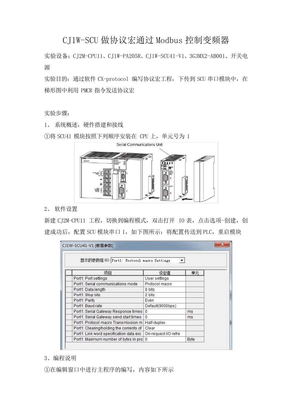 CJ1WSCU做协议宏通过Modbus控制变频器_第1页