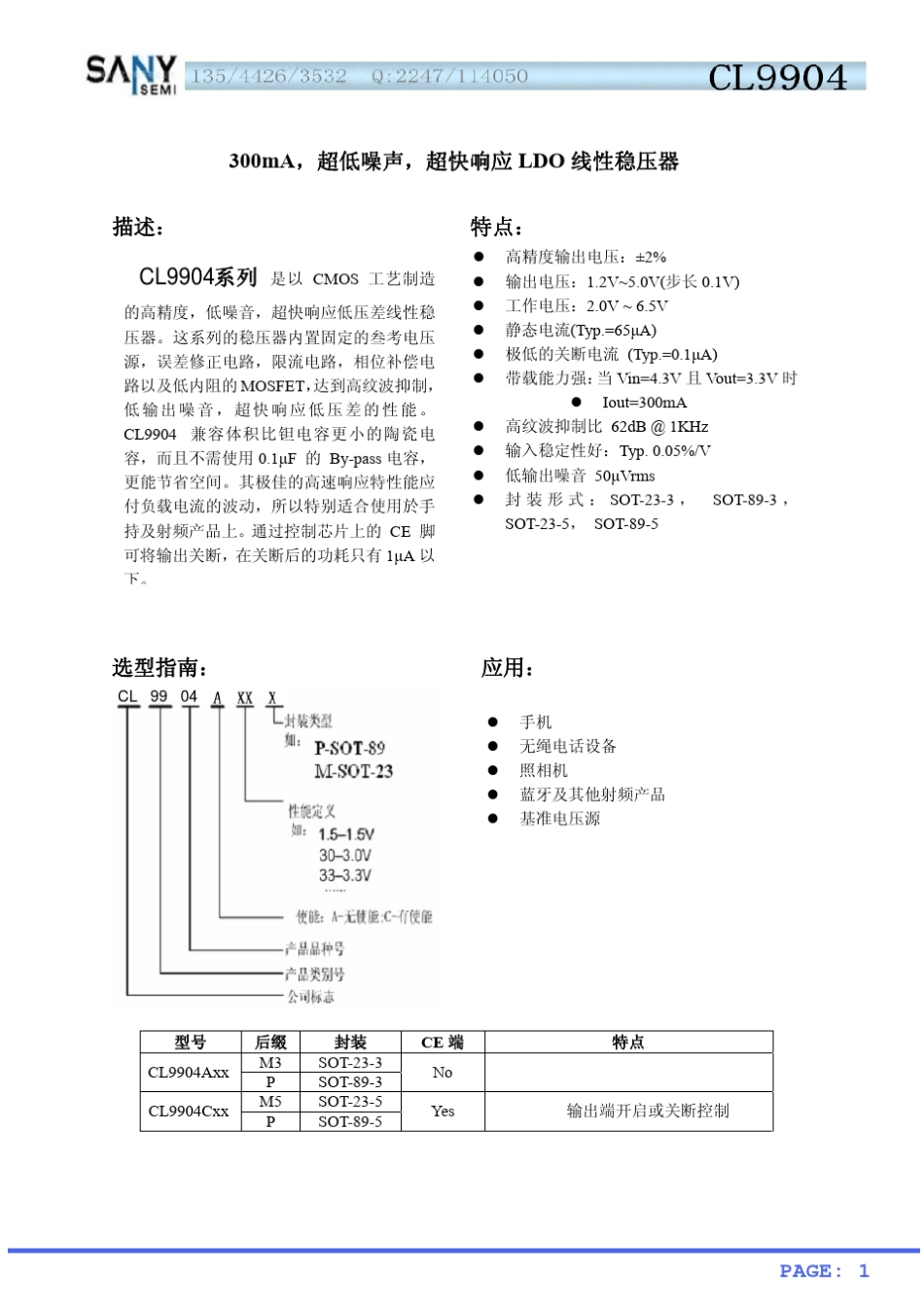CL9904300mA稳压IC_第1页