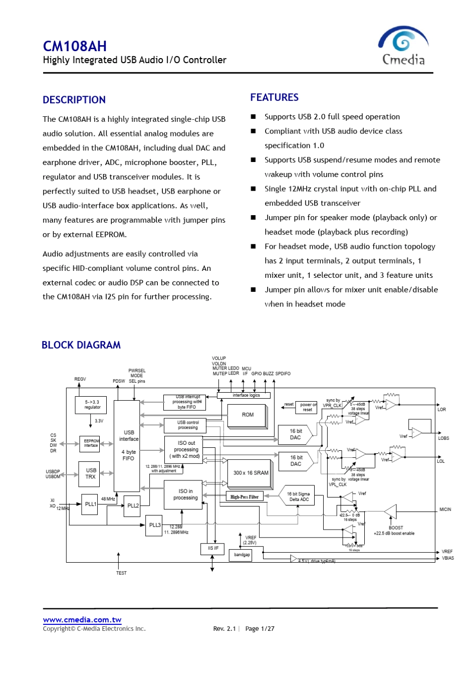 CM108AH_Datasheet_v2.1_第1页