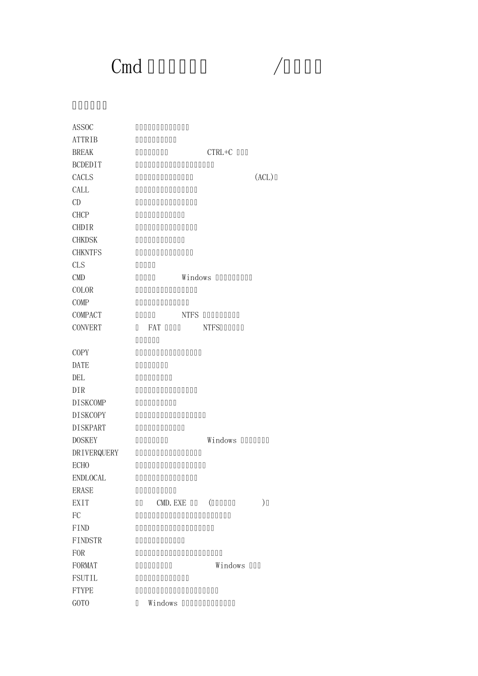 cmd及批处理命令和帮助大全_第1页
