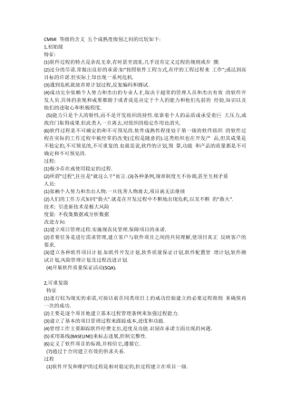 cmmi五个成熟度级别