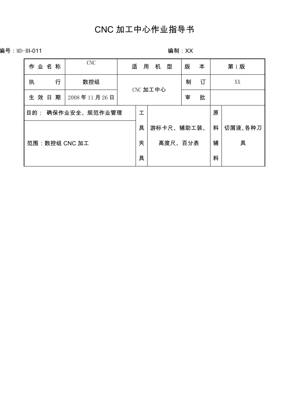 cnc加工中心作业指导书_第1页