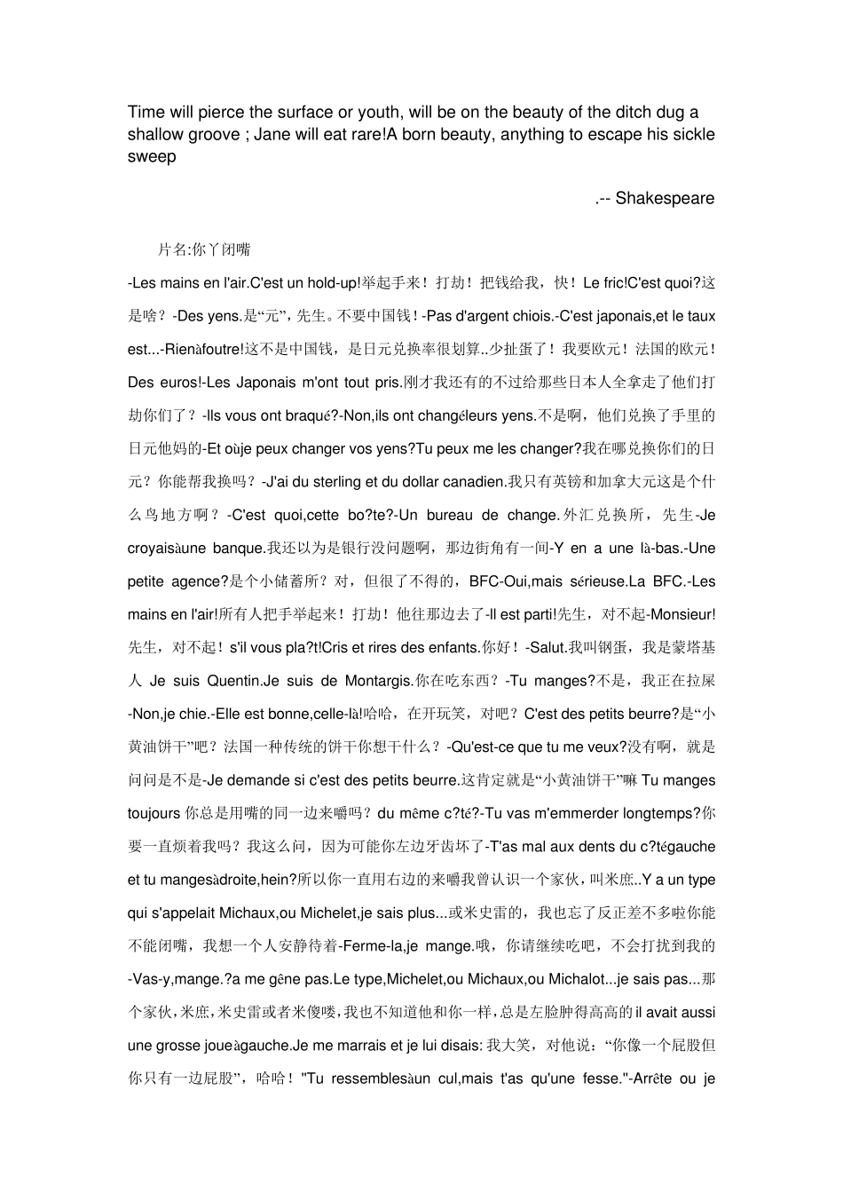 Cnwpnbn你丫闭嘴_taistoi_中法语字幕_第1页