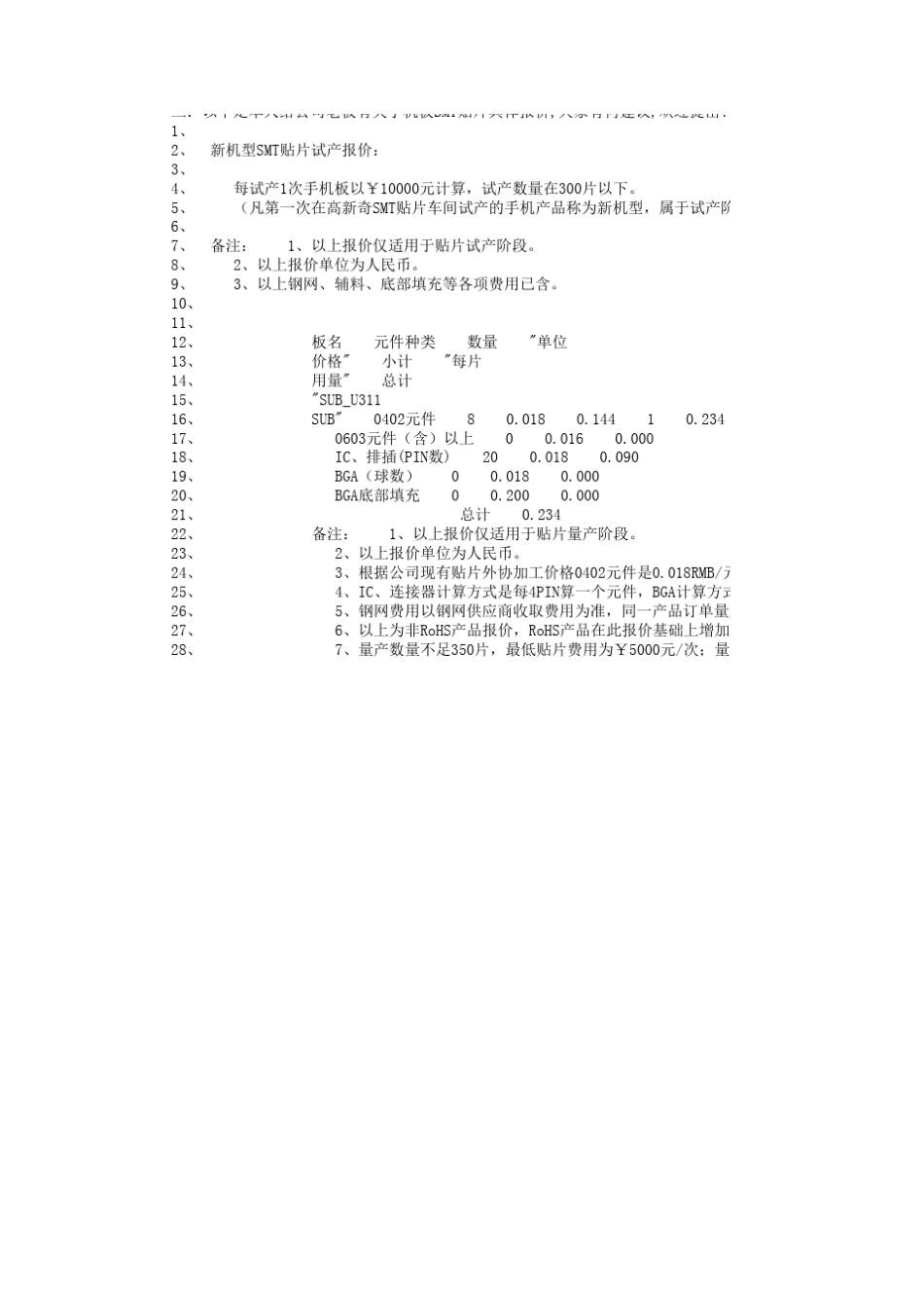 COB及SMT加工成本计算_第3页