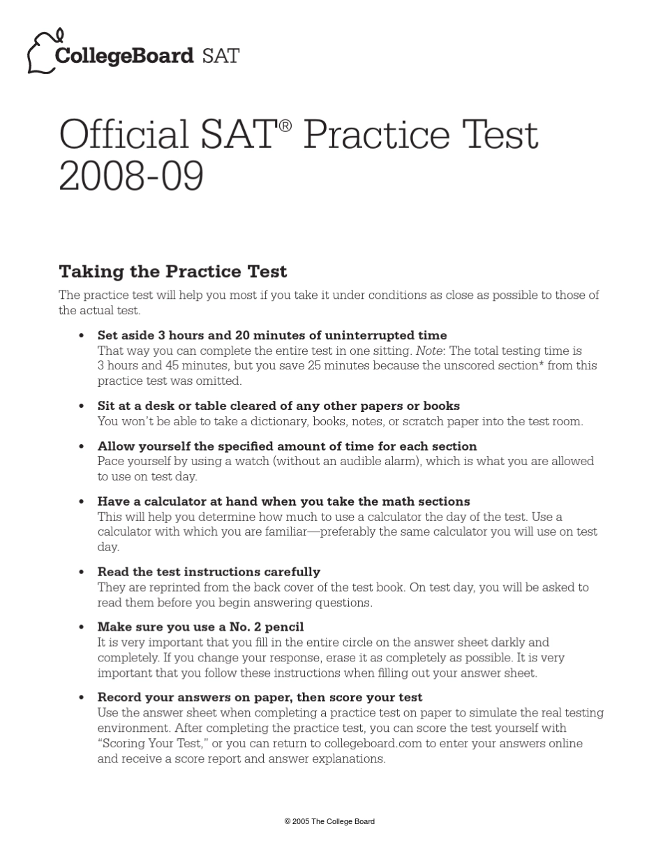 collegeboard官方2008~2009satpracticetest_第1页