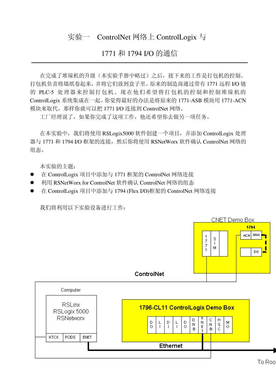 ControlNet网络上ControlLogix与1771和1794IO的通信_第1页