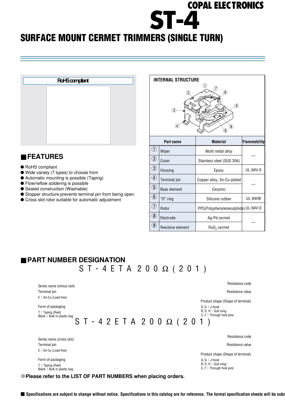 COPAL电位器规格书_第1页