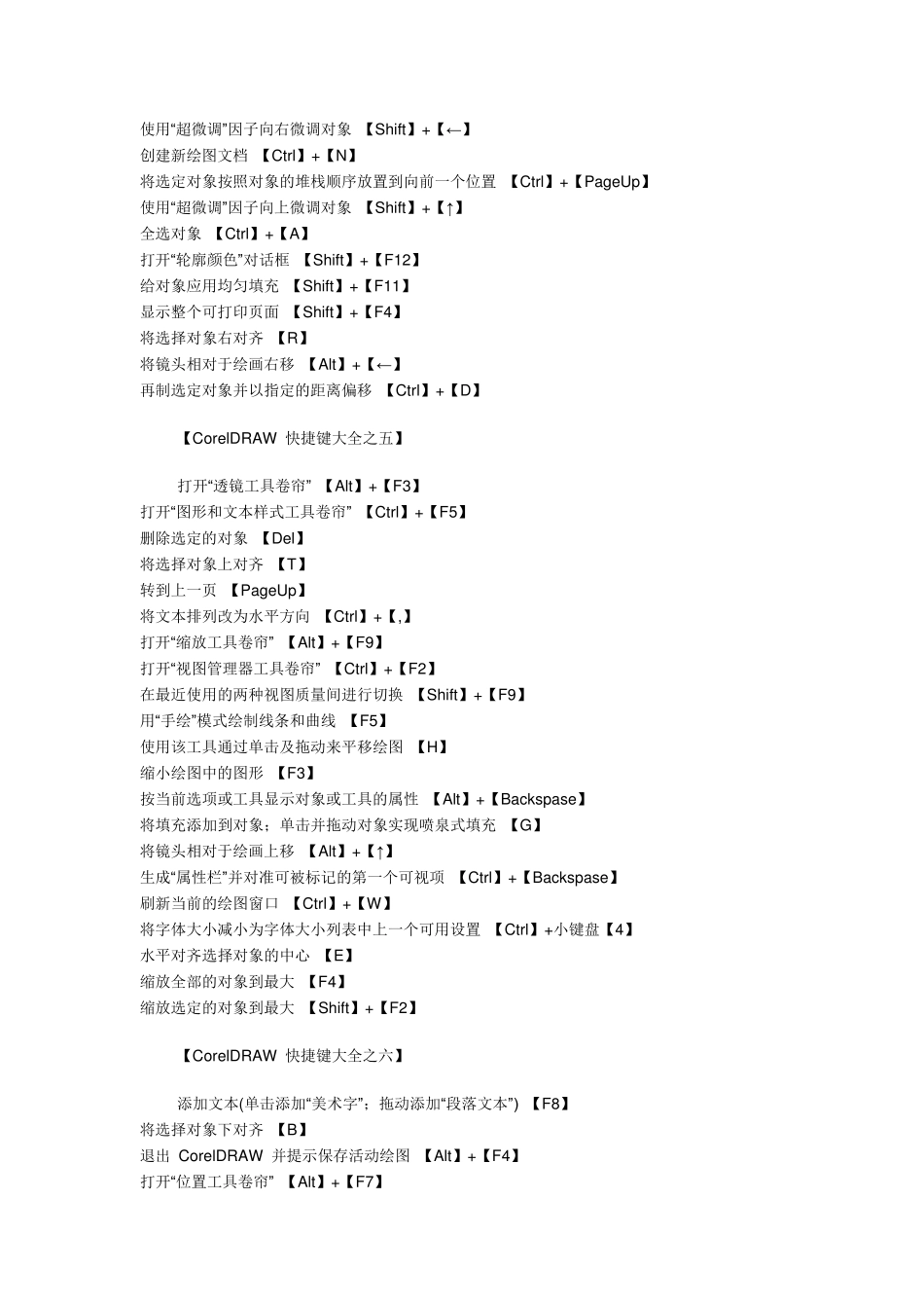 CorelDRAW快捷键大全_第3页