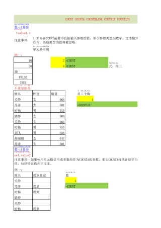 COUNT、COUNTIF、COUNTIFS函数的应用