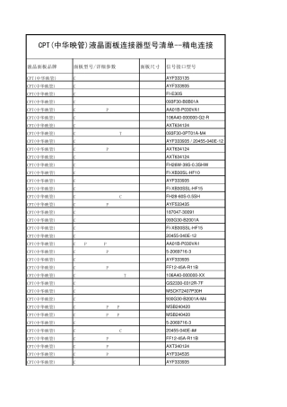 CPT(中华映管)液晶面板连接器型号清单精电连接
