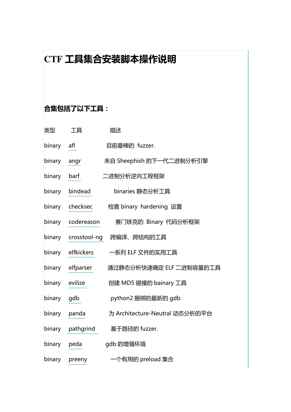 CTF工具集合安装脚本操作说明_第1页