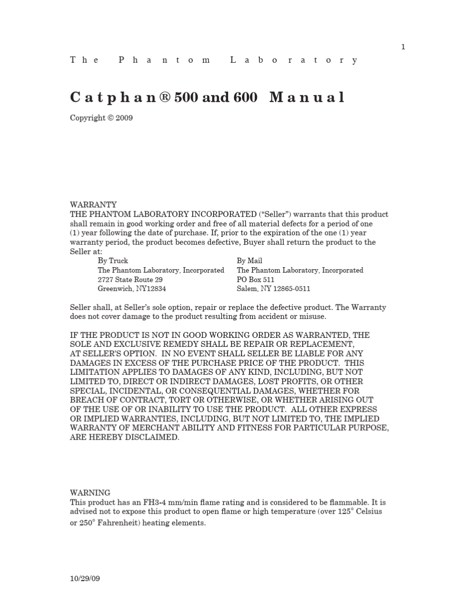 CT性能检测剂量体模catphan500600使用说明书_第1页