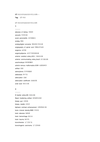 CT术语中英文对照