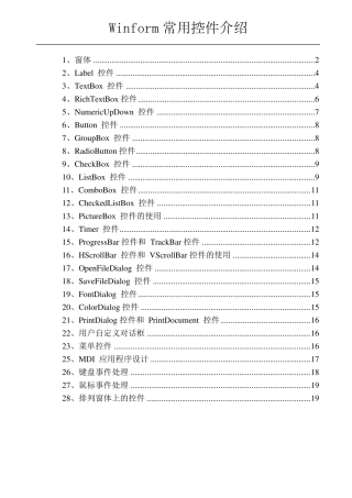 Cwinform常用控件大全