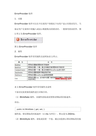 C中ErrorProvider组件应用实例
