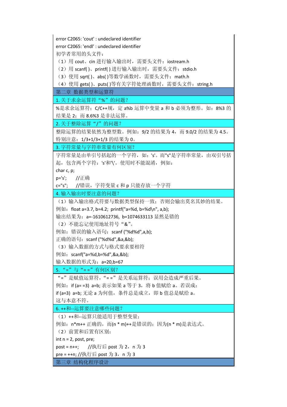 C和C++程序设计常见的错误代号及修正办法收集_第2页