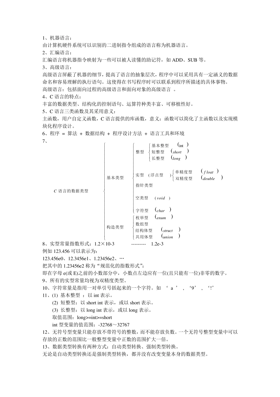 c程序设计(第四版)复习资料_第1页